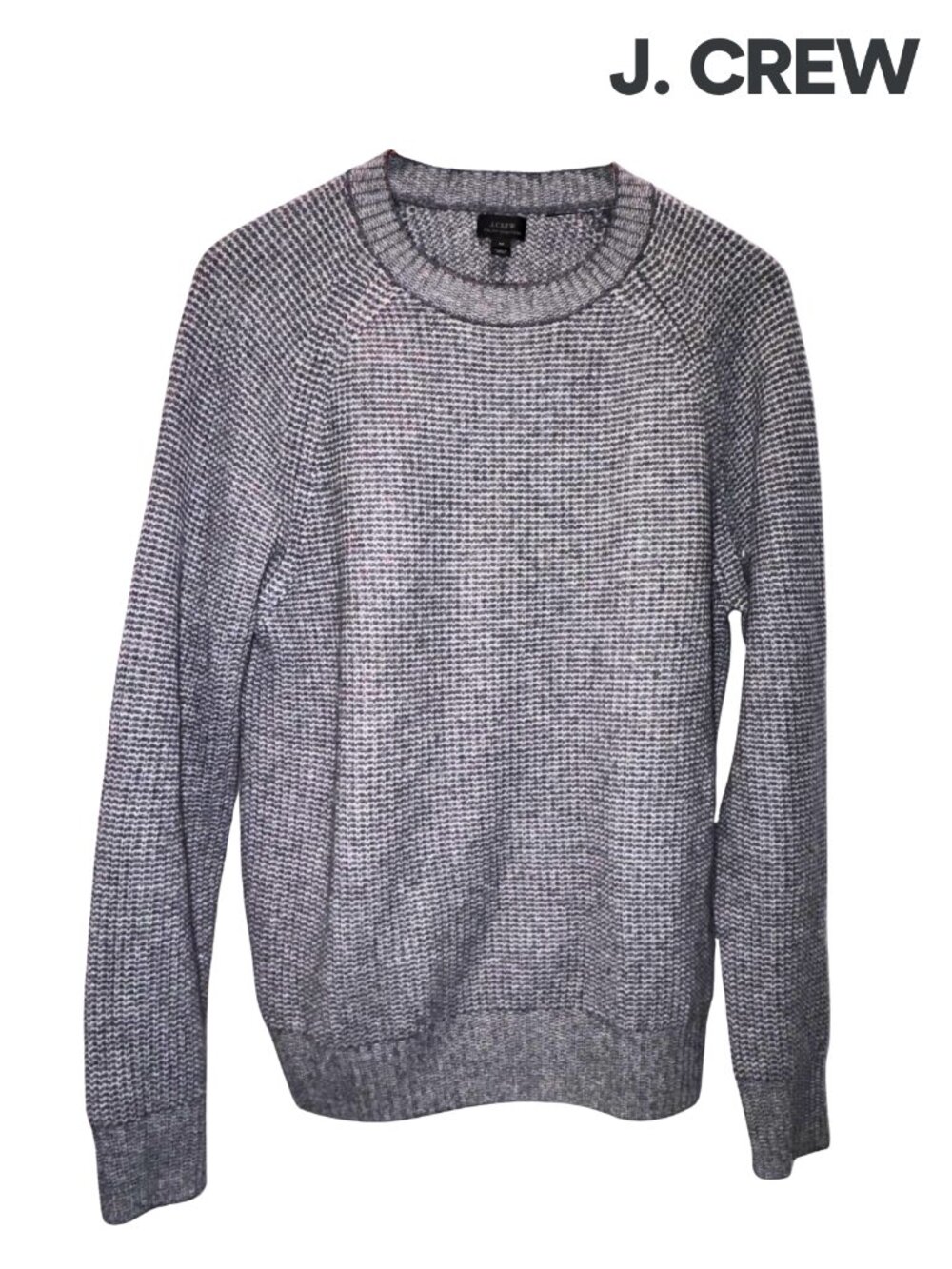 J. CREW Men's Waffle Crewneck Cashemere Sweater in Charcoal - M